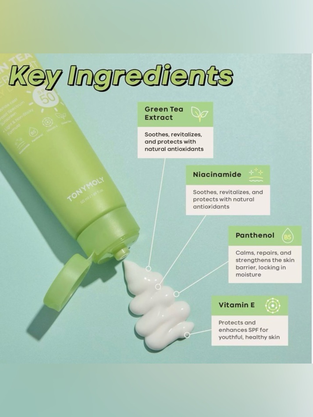 Tony Moly Green Tea Superlight Daily Defense, 2 in total, expires 2027